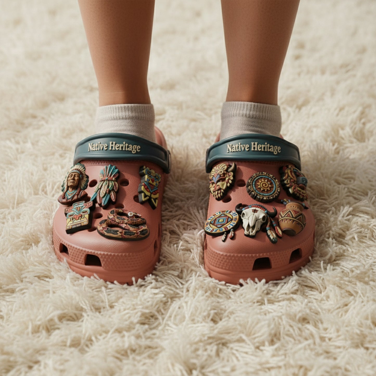 PREMIUM Native American Heritage CLOGS WITH CHARMS LNTH