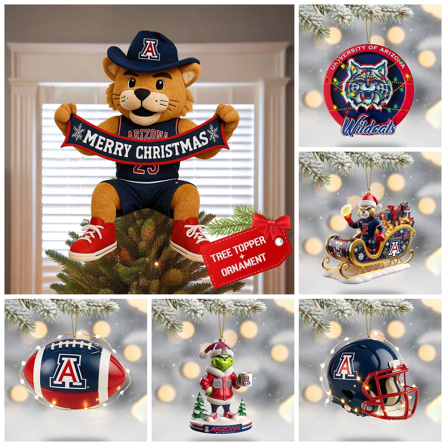 COMBO AWC CHRISTMAS TREE TOPPER WITH ORNAMENT DAT