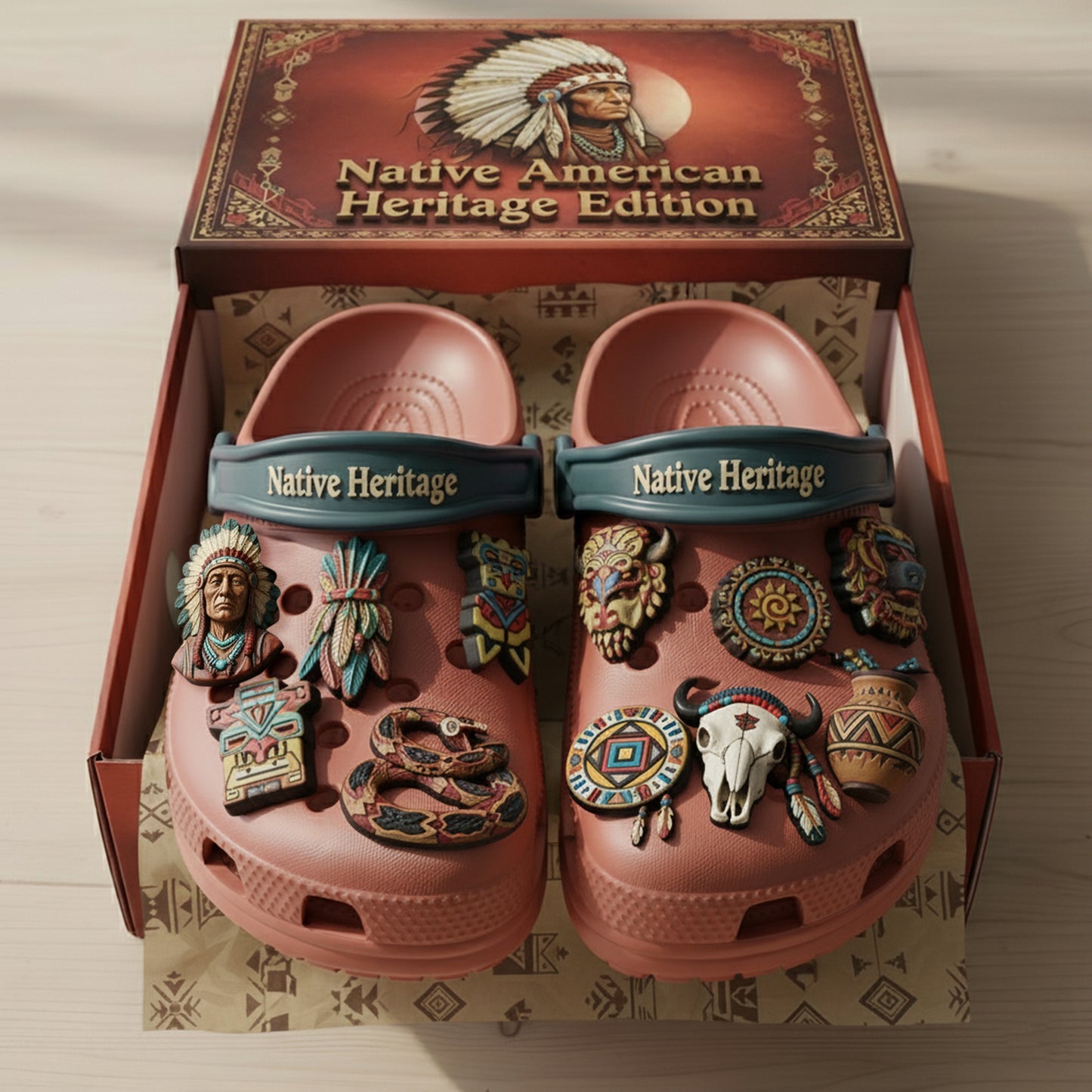 PREMIUM Native American Heritage CLOGS WITH CHARMS LNTH
