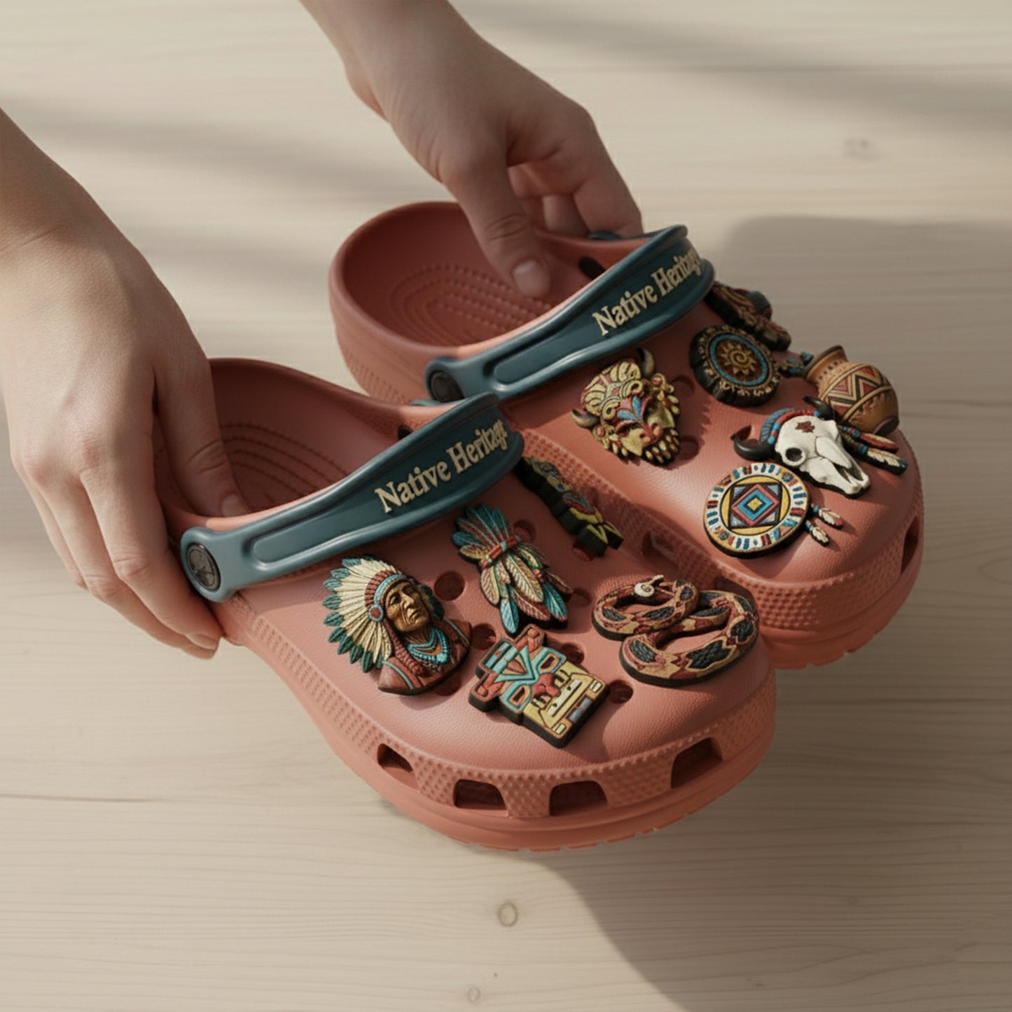 PREMIUM Native American Heritage CLOGS WITH CHARMS LNTH