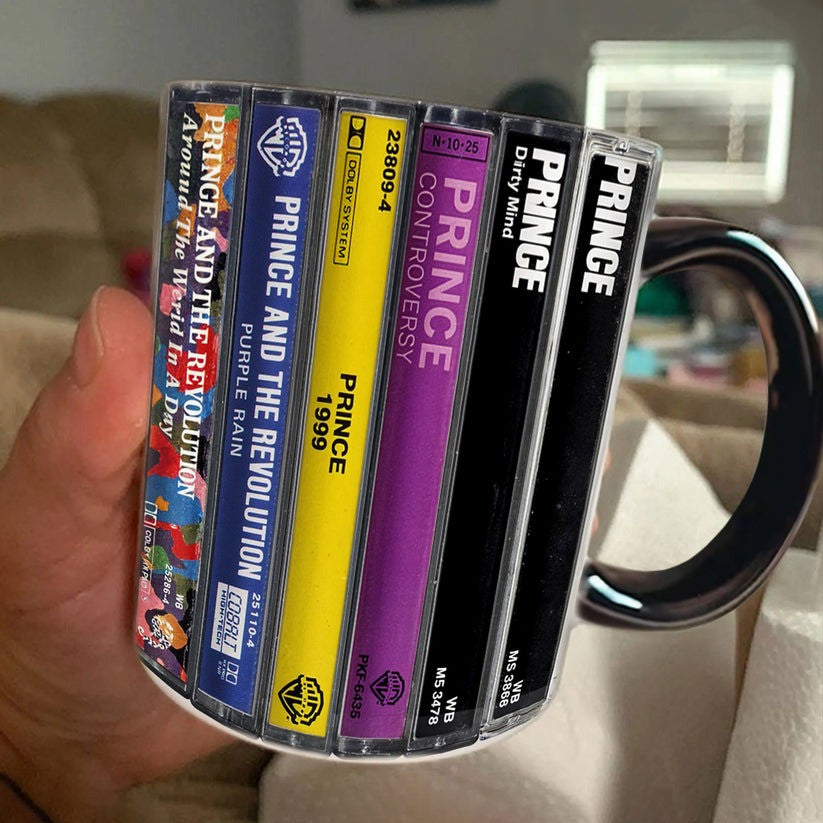Premium PRCE Albums Cassette Collection Retro Accent Edge-to-Edge Printed Mug