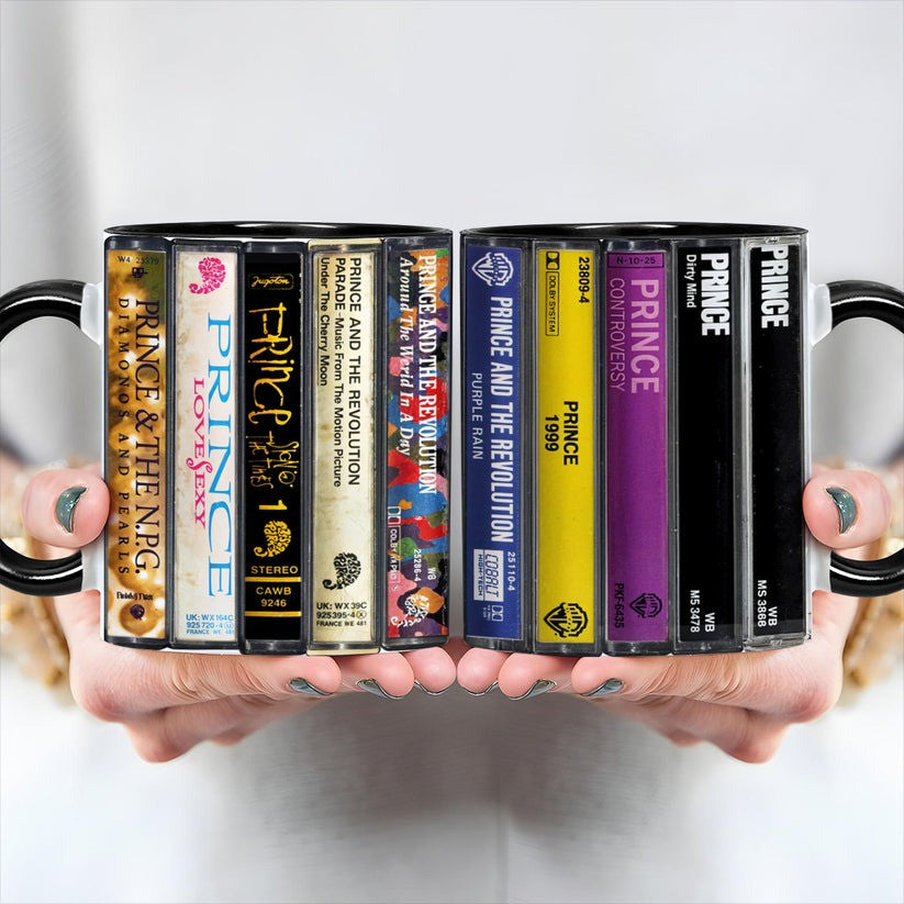 Premium PRCE Albums Cassette Collection Retro Accent Edge-to-Edge Printed Mug
